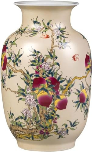 Vase de décoration WHESAZYP en céramique, Vase à fleurs en porcelaine antique chinoise, 12,6 pouces, Ronde, Moderne, Uni, 1 pièce, Décoration de maison, Salon, Bureau