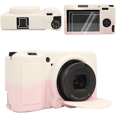 VOVMOEYA for Ricoh GRIII/GRIIIx/GR3/GR3X Silicone Case,【Case*1 Screen Protector*2 Hot Shoe Cover*1】 GR IIIx Protective Cover Camera Case for Ricoh GR III Detachable Lens Cover Lightweight-WBYPK