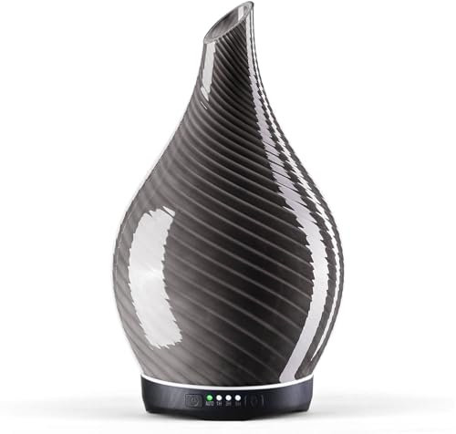 Porseme Essential Oil Diffuser Glass,280ml Scented Oil Diffuser Relaxing Aromatherapy, Quiet Ultrasonic Cool Mist Humidifier, 7 Changing Color Lights Aroma Dispenser with Timer for Home (Pure Grey)