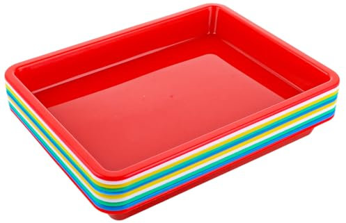 DAJAVE 20 Stück Materialschalen, 28x21x3CM Plastikschalen Rechteckig, Serviertablett Klein, Materialschalen für Malerei, Kunsthandwerk, DIY-Projekte, Lustige Heimaktivitäten (5 Farben)