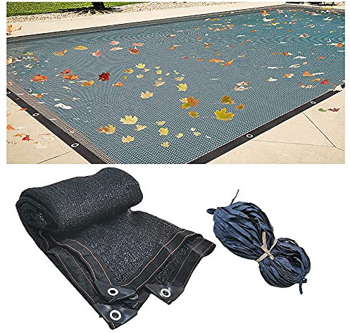 WZWTYSM Netz-Poolabdeckung für Einbaupools, strapazierfähiges gewebtes Polyethylen-Material, leicht und einfach zu verstauen, Schwarze Abdeckung, 20 x 40 Fuß