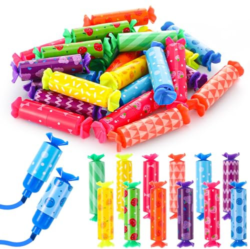 Vyuwast 24 Stück Mini Textmarker, Bonbon Textliner Stifte für Kinder Schüler-6 Farben, lustige Stifte Schreibwaren Süße Highlighter Marker für Geschenke Party Schule Mitgebsel-Füllungen
