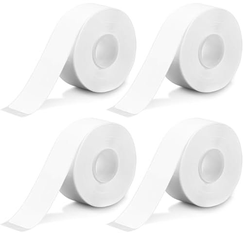 RODISHOMM 4 Rollen Selbstklebende Thermo-Etikettenbänder, Wasserfeste Etiketten für Etikettendrucker, Ideal für Barcode, Name, Datum, Preis und mehr, 15mm x 4m, Für Zuhause, Büro und Schule