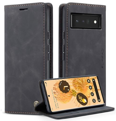 Monweicz Handyhülle für Google Pixel 6 Pro Hülle Premium Lederhülle Klappbar Flip Case Tasche Magnet Kartenfach Standfunktion Klapphülle Schutzhülle für Google Pixel 6 Pro - Schwarz