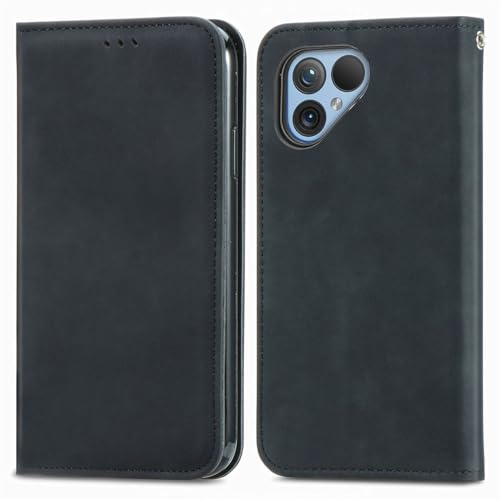 UPLAI Leder Hülle für Fairphone 6 (Fairphone Gen. 6), Stoßfest Prämie PU Hautgefühl Magnetisch Handyhülle mit Ständer Kartenfächer, Folio Brieftasche Schutzhülle Case. Schwarz
