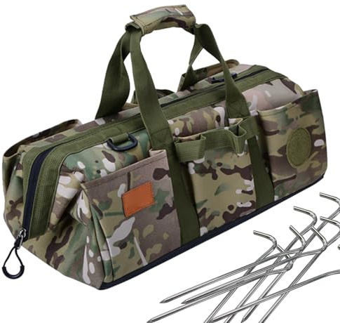 Bodenpfähle Aufbewahrung - 42x22x20cm, 716g, Durable PVC Organizer, Trenntasche | Outdoor Zaun Rasen Hof Garten Camping Wandern Vorzelt Landschaft Werkzeuge Zelt Installation