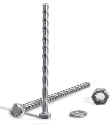 KINETOX 20 pack Boulons à Tête Hexagonale M6x80mm Boulon Inox DIN 933 Boulons à Six Pans Avec joint écrous Acier Inoxydable A2 V2A Vis Entièrement Filetée de Bâtiments Assemblage de Meubles Bricolage