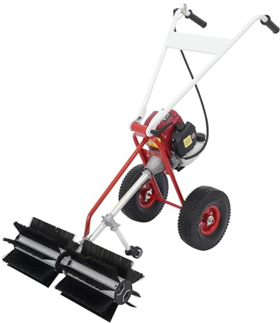 4-Takt Benzin Kehrmaschine, Manuell Kehrmaschine Motorbesen Handkehrmaschine, Benzin Kehrbesen für Kunstrasen, Wege und Höfe zum Entfernen von Laub