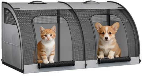 Large Pet Carriers for Car, Foldable Car Pet Seat for 2 Cats - 100×50×50cm | Dog Cat Travel Carrier Bag with Breathable Mesh, Handle and 4 Door, for Backseat & Home