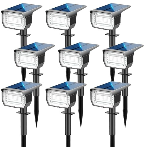 LOTMOS Solarstrahler für Außen [9 Stück/72LED], 3 Modi IP67 Wasserdicht Solar Gartenleuchten, 6500K Kann der Wand Montiert Werden Garten Solarleuchten für Terrassen, Zäune, Wege, Einfahrten, Veranden