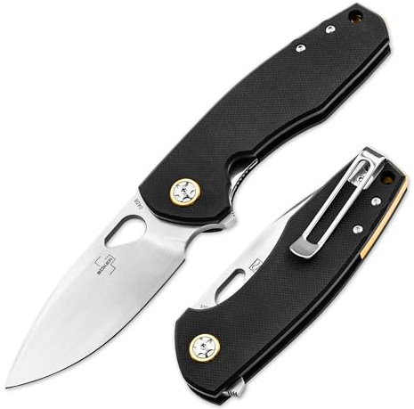 BÖKER PLUS® Little Friend Black - Profi Einhand Taschenmesser mit Clip & Linerlock - Flipper Messer mit G10 Griff schwarz - kugelgelagertes Klappmesser mit 7,8 cm CPM-S-35VN Klinge in Geschenk-Box