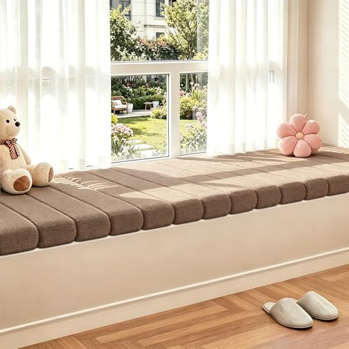 YNNHUDEEP Generisch Bankauflage, 100x40cm Stuhlkissen für Fensterbank, 4.5cm Dick Gartenbankauflage Sitzpolster, Abnehmbarem & Waschbare mit Rutschfester Unterseite, Sitzkissen für Küchenbank (Braun)