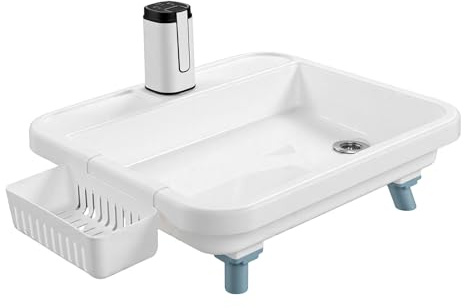 Dilwe Fregadero para Acampar, Estación de Lavado de Manos Portátil con Bomba Eléctrica y Soporte Desmontable Ajustable para Viajes en Vehículos Recreativos Al Aire