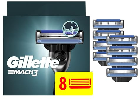 Gillette Mach3 Razor Refills for Men, 8 Razor Blade Refills