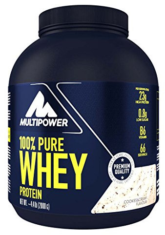 Multipower Whey Protein Shake Pulver 2 kg, Protein Pulver mit Cookies & Cream Geschmack und Vitamin B6, ideal zur Regeneration des Körpers nach dem Sport