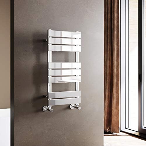 ELEGANT 800 x 400mm Bathroom Flat Panel Heated Towel Rail Radiator Modern Central Heating Bathroom Warmer Wall Mounted Ladder Rad,Chrome