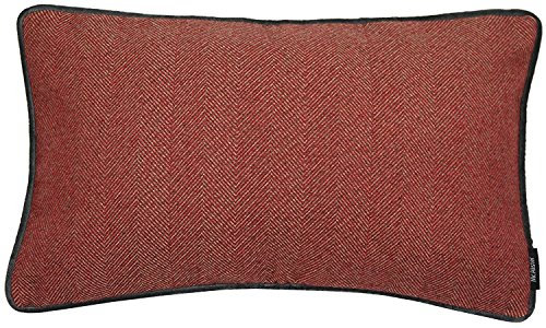 McAlister Textiles Herringbone Boutique Tweed Kissen mit Füllung in Rot & Anthrazit Grau 50 x 30 cm Deko Kissen für Sofa & Wolle-Gefühl