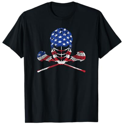 Lacrosse American Flag, Lax Helmet And Sticks Men Women Kids T-Shirt