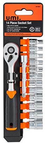 Umi Coffret de Douilles 14 Pièces, Clé à Cliquet 1/4'' de 72 Dents et Douilles avec Support