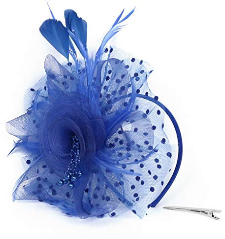 Lazzboy Flapper Great Gatsby Stirnband Pearl Party Braut Kopfschmuck Up Damen 1920s Pfau Feder 20er Jahre Stil Haarband Inspiriert Von Kostüm Accessoires(Blau)