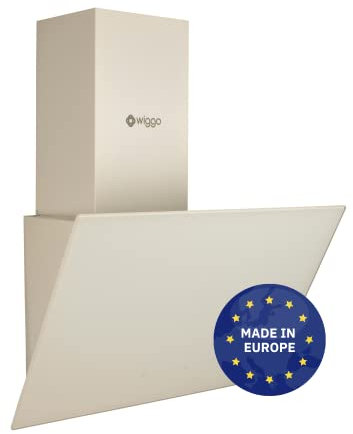 Wiggo Campana extractora de 60 cm, sin cabeza, con recirculación de aire, 300 m³/h, pantalla táctil LED, 3 niveles, filtro y 2 filtros de carbón, campana extractora con frontal de cristal, color crema