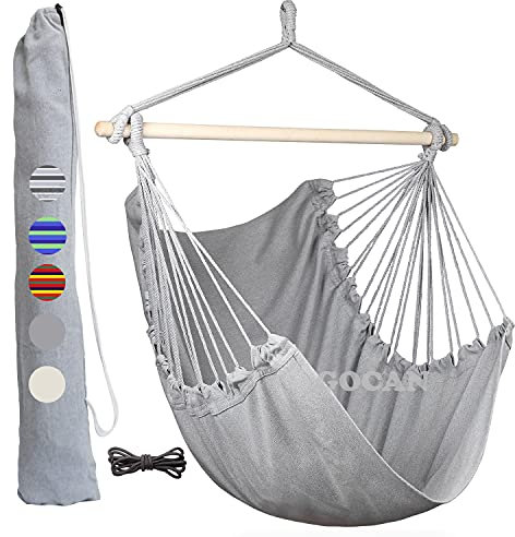 Hängematte Schaukel Stuhl mit Stahl Spread Bar Breiter Sitz Große Hängematte Stuhl(grau)