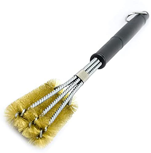 HHORB Spazzola Barbecue, Spazzola Griglia Barbecue Spazzola Ottone 3-Branch BBQ Grill Spazzola con Setole in Inox Acciaio Inossidabile Perfetto per Legno Carbone Barbecue