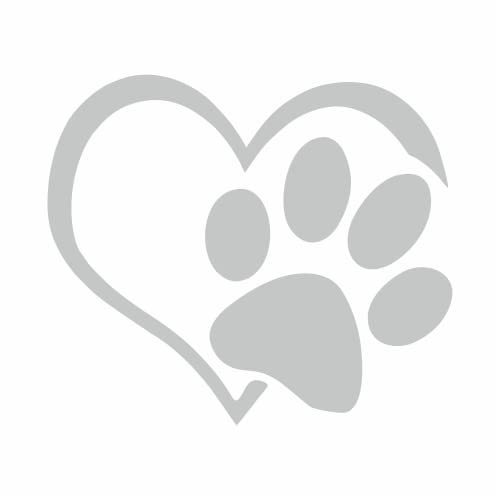 tradercat Auto Aufkleber Tatze Herz Pfote - 11cmx10cm - Sticker für alle Oberflächen - Fenster, Seitenspiegel, Heckscheibe, Motorhaube, Fahrzeug – mit Anleitung (Silber)