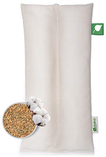 HERBALIND Körnerkissen Mikrowelle Wärmekissen XL 40x20 cm - HYGGE Style Made in Germany - BIO Roggen Weizen Getreidekissen aus Canvas Stoff 100% Baumwolle OEKO TEX (Natur Beige)
