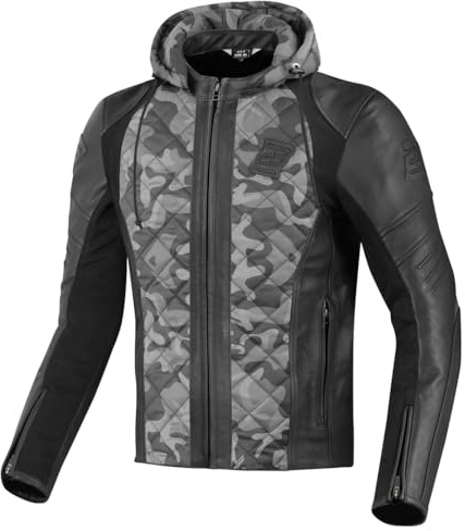 Bogotto Radic Motorrad Leder-/Textiljacke, grau/camouflage, M