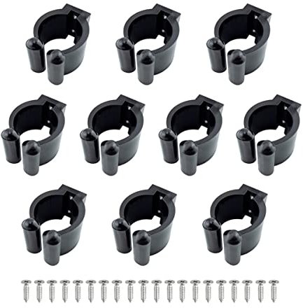 Tiardey 10-teiliges Angelrutenhalter Clip Lagerregal, Wandmontage, Schwarz, 17 mm oder 24 mm, Multifunktional für Angelruten, Billardstangen uvm.