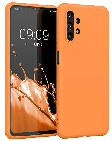 kwmobile Funda para Samsung Galaxy A13 4G Carcasa - Ultrafina de TPU y Silicona con Bordes elevados anticaídas - Naranja afrutado