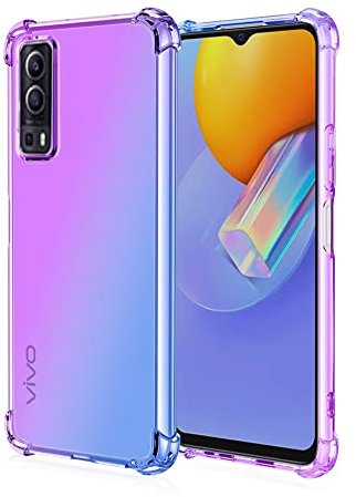 HONLEN Custodia per vivo Y52 5G / vivo Y72 5G Case, (6.58 Inches) Trasparente Sfumato TPU Silicone Progettata, 4 Angoli rinforzati Case