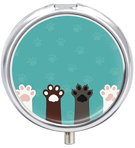 Pillendose Katze Pfoten Tragbare Pillendose Mit 2 Fächern