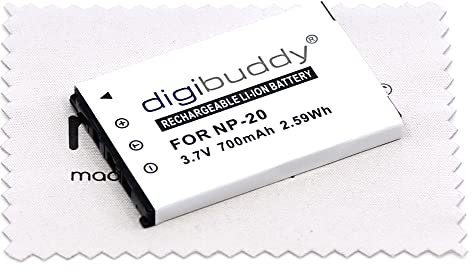 Ersatz Akku passend für Casio Exilim EX-M1, EX-M2, EX-S1, EX-S2, EX-S3, EX-S500, EX-S600, EX-Z5, EX-Z6, EX-Z7, EX-Z8, BenQ DC T700, DC T800 (Ersetzt NP-20) Kamera Akku OTB mit mungoo Displayputztuch