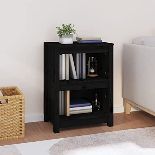 Festnight Bücherregal Regal Wandregal Raumteiler Regal Bücherschrank Stufenregal Raumtrenner Regal Treppenregale Schwarz 50 x 35 x 68 cm Massivholz Kiefer für Wohnzimmer und Arbeitszimmer