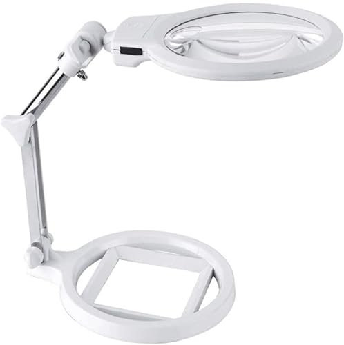 HWSY Loupes LED Loupe Lampe de Table Pliante Support en Métal Échelle Loupe de Bureau, pour la Lecture Entretien Artisanat Loisirs Interesting