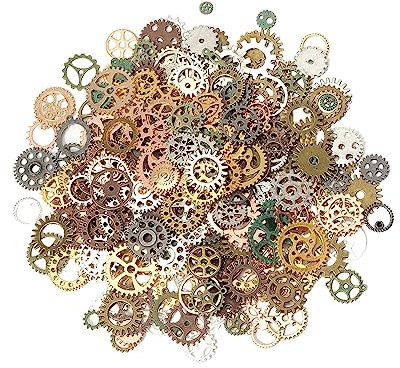 Retro Charms Steampunk Accessoires Deko Zahnräder Anhänger für Kopfbedeckung, Kostüm Zubehör Karneval Schmuck Basteln Verschiedene Farbe 50g