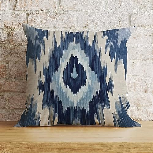 Zyadsinoudor Ikat-Kissenbezug, quadratisch, 40,6 x 40,6 cm, dekoratives Kissen, Baumwolle, Leinen, Akzent, für Sofa, Couch, Stuhl, Schlafzimmer, Einweihungsgeschenk