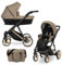 Kunert® IVENTO 2 in 1 Kinderwagen Kombikinderwagen komplettset I incl. Babywanne & Buggy Sportsitz mit Wickeltasche/Regenschutz +Fußsack I IVE 10 CARAMEL MACCHIATO/GOLD FRAME