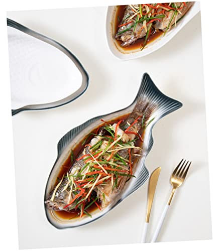 BRIGHTFUFU Kreative Platte Lebensmitteldekor Besteck Fischteller Aus Keramik Plattenaufbewahrung Japanisch Nachtisch Scheuern Teller Fischteller Hotelteller Obst Einzigartig