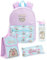 Pusheen Mädchen Rucksack Set | Kinder 4-teiliges blaues und rosafarbenes Rucksack-Bundle mit Schulranzen, Federmäppchen, Lunchtasche und Wasserflasche | Kätzchen Katze Grafik Komplettes Matching Set