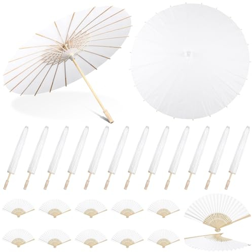 SilTriangle 24 Pcs Wedding Parasols, 23.62 Inch, 8.27 Inch, white