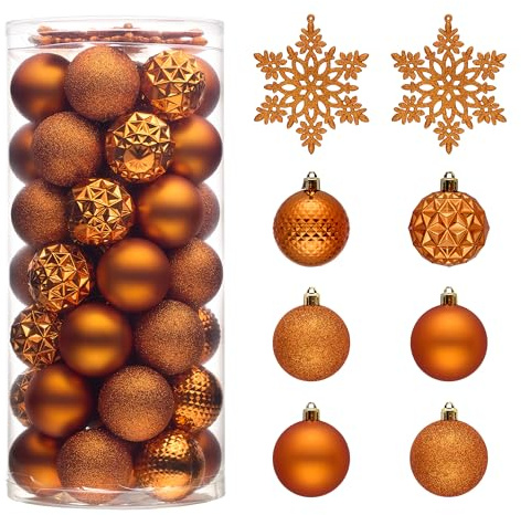 Valery Madelyn Weihnachtsbaumschmuck-Set für Thanksgiving, 50 Stück, 6,9 cm, orange, bruchsicher, Weihnachtskugel, Ornamente, hängende Weihnachtsfeiertagsparty-Dekoration