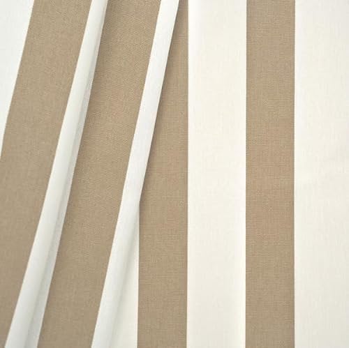 STOFFKONTOR Markisen Outdoorstoff Stoff Streifen - Meterware, Farbe Taupe-Weiss - zum Nähen von Markisen, Auflagen uvm.