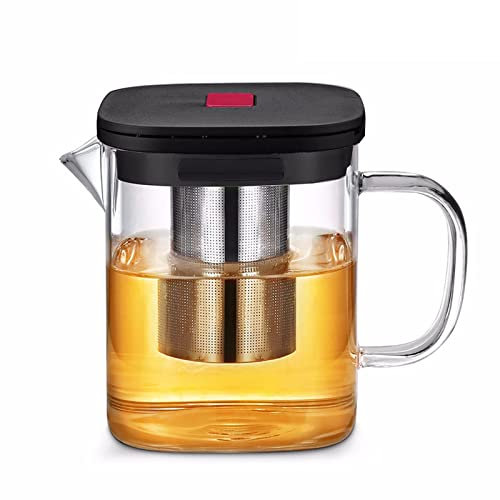 GaRcan Tetera Juego de té de Vidrio Transparente Juegos de Tazas de té Tetera de Vidrio Cuadrada Resistente al Calor con infusor de té Teteras Puer Oolong Tetera Taza de té de