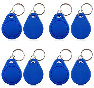 YAVIS (10pcs) RFID 13.56 MHz Badges Chips de Porte-clés Proximité IC Carte Lecteur RFID Transpondeur Mif 1K Token NFC Tag Seulement lu Key fobs pour Système d'Entrée de Sécurité, Bleu
