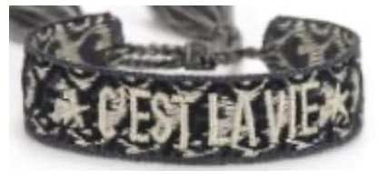 Generisch gewebtes Armband, Freundschaftsarmband, Webarmband, besticktes Armband (C´EST LA VIE Muster dunkelblau)