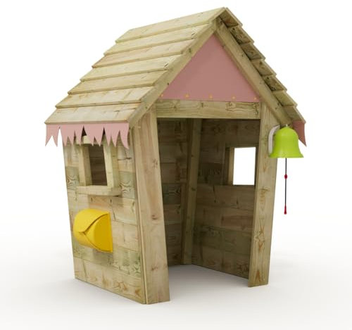 Wickey Spielhaus Stable - Kinderspielhaus aus Holz, Gartenhaus für Kinder, extrem witterungsbeständig - aus kesseldruckimprägniertem Massivholz - Pastellpink