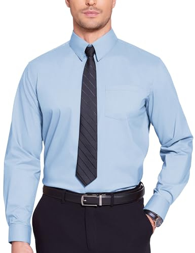 COOFANDY Herren Businesshemd Langarm Anzughemd Hochzeitshemd Freizeithemd Button Down Hemd Hellblau XL